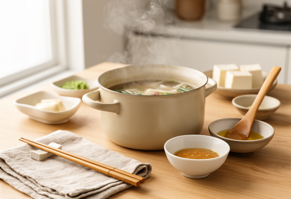 Przygotowanie zupy miso krok po kroku w garnku